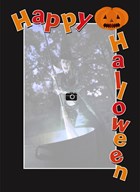 fotokaart zwart happy halloween pompoen